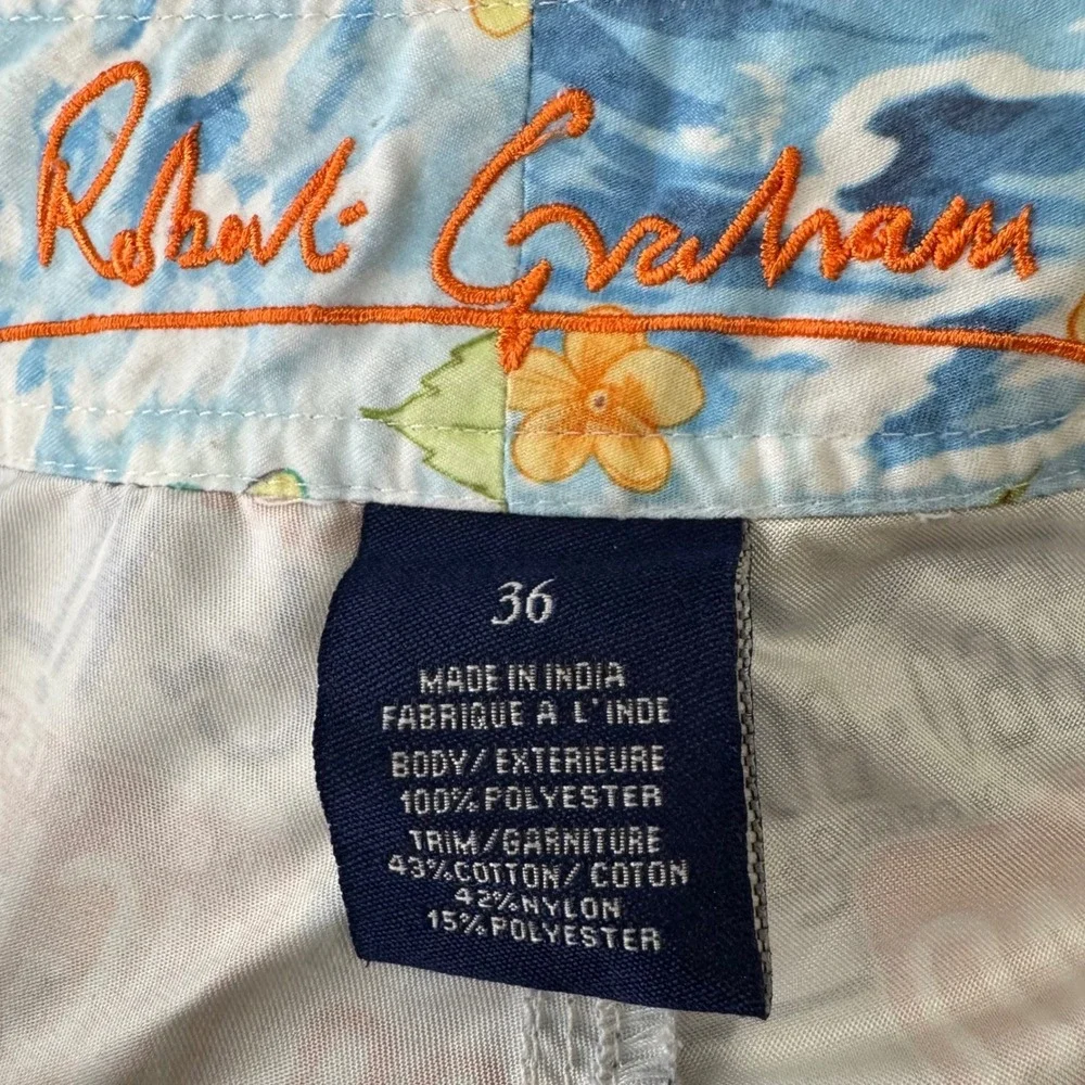 Robert Graham Swim Trunks Mens 36 License Plate Floral Print Board Shorts‎ 9